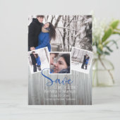 Modern 4 Foto Rustic Typografie Save the Date Kaart (Staand voorkant)