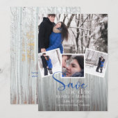 Modern 4 Foto Rustic Typografie Save the Date Kaart (Voorkant / Achterkant)