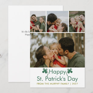Modern 4 Foto St. Patricks Day Familie Feestdagenkaart