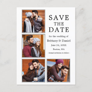 Modern 4 Foto Verloving Opslaan Datum Briefkaart