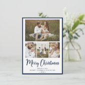 Modern 4 foto Vrolijk kerstfeest Feestdagenkaart (Staand voorkant)