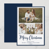 Modern 4 foto Vrolijk kerstfeest Feestdagenkaart (Voorkant / Achterkant)
