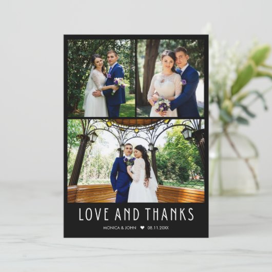 Modern 4 Foto Weddenschap Bedankt (Staand voorkant)