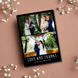 Modern 4 Foto Weddenschap Bedankt<br><div class="desc">Dankzij de moderne fotocollage 'Love and bedankt' is de bruiloft voor een compact design zwart met witte tekst - op maat van vier van onze favoriete trouwdagfoto's en uw dankbetuiging.</div>