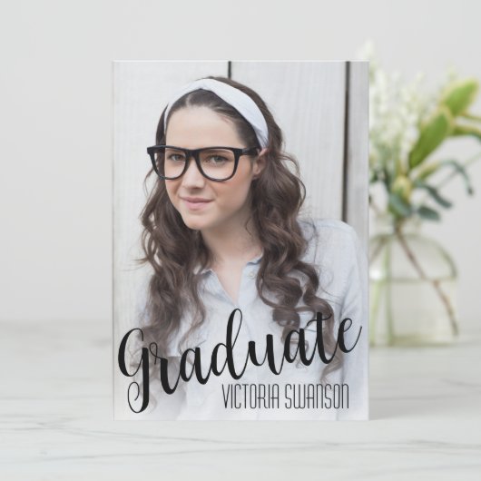 Modern 4 Foto Zwart-wit Afstuderen Kaart (Staand voorkant)