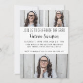 Modern 4 Foto Zwart-wit Afstuderen Kaart (Achterkant)