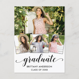 Modern 4 FotoCalligrafie Graduation Party Uitnodiging Briefkaart