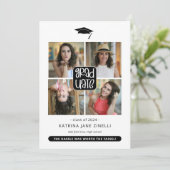 Modern 4 Fotocollage Afstuderen Aankondiging (Staand voorkant)