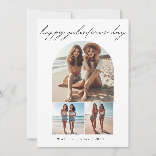 Modern | 4 Fotocollage BFF Galentine's Day Feestdagenkaart (Voorkant)