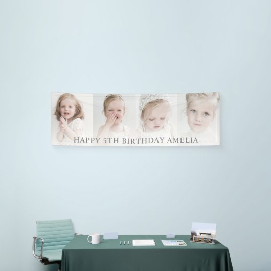 Modern 4 fotocollage | Fijne verjaardag Spandoek (Beurs)