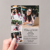 Modern 4 Fotocollage Graduation Party Acryl Uitnodigingen (Insitu (Draagbaar))