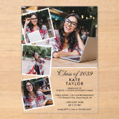 Modern 4 Fotocollage Graduation Party Acryl Uitnodigingen (Voorkant)