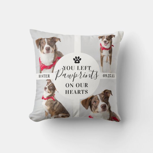 Modern 4 fotocollage | Pet Loss Dog/Cat Kussen (Voorkant)