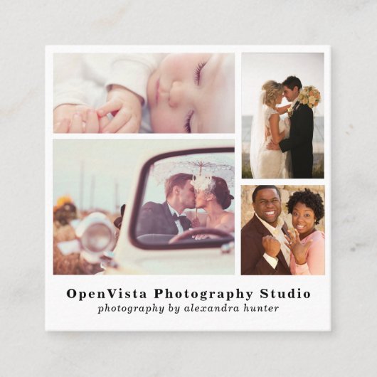 Modern 4-fotocollage | Professionele fotograaf Vierkante Visitekaartje (Voorkant)