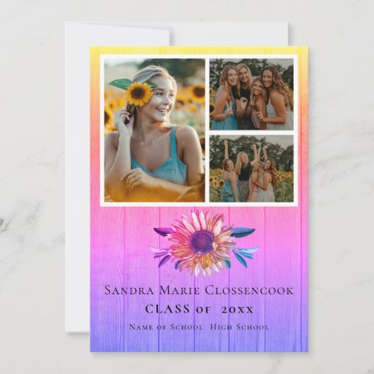 Modern 4 Fotocollage regenboogafstuderen Aankondiging (Voorkant)