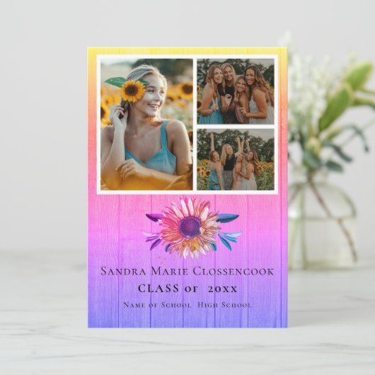 Modern 4 Fotocollage regenboogafstuderen Aankondiging (Staand voorkant)