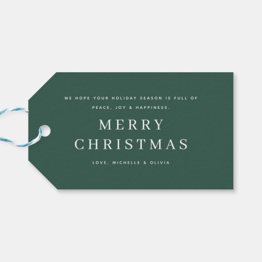 Modern 4 Fotocollage Vrolijk Kerstfeest Cadeaulabel (Achterkant Horizontaal)