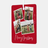 Modern 4 Fotocollage Vrolijk Kerstfeest Metalen Ornament (Voorkant links)