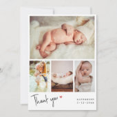 Modern 4 Foto's Collage Baby shower Dank u Bedankkaart (Voorkant)