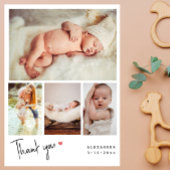 Modern 4 Foto's Collage Baby shower Dank u Bedankkaart
