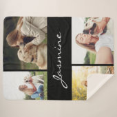 Modern 4 Foto's Collage Dog Sherpa Deken (Voorkant (horizontaal))