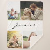 Modern 4 Foto's Collage Dog White Sherpa Deken (Voorkant)