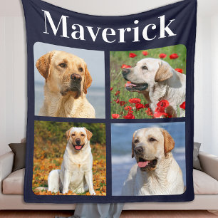 Modern 4 foto's Collage gepersonaliseerde hond Fleece Deken