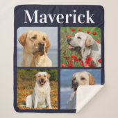 Modern 4 foto's Collage gepersonaliseerde hond Sherpa Deken (Voorkant)