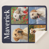 Modern 4 foto's Collage gepersonaliseerde hond Sherpa Deken (Voorkant (horizontaal))