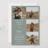 Modern 4 Foto's elegant script bruiloft salie groe Kaart (Voorkant)