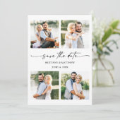 Modern 4 foto's Minimalistisch Inktscript QR Code Save The Date (Staand voorkant)