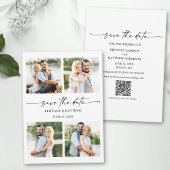 Modern 4 foto's Minimalistisch Inktscript QR Code Save The Date
