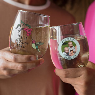 Modern 4 Foto's Mint Beste Mam Ever Kolibrie Wijnglas Zonder Voet