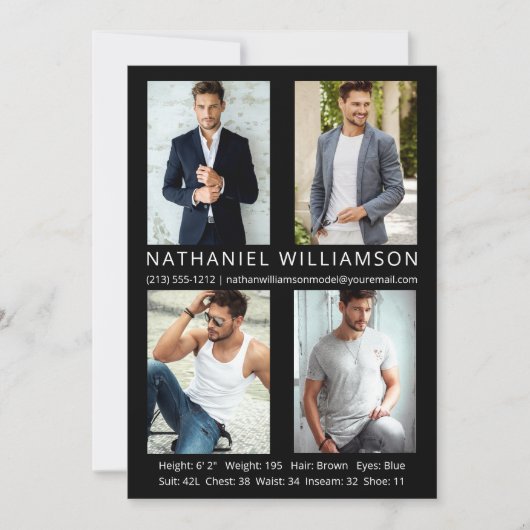 Modern 4 Foto's Pro Model Actor Comp Kaart (Voorkant)