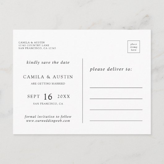 Modern 4 het Berichten van de Foto sparen de Datum Aankondigingskaart (Achterkant)