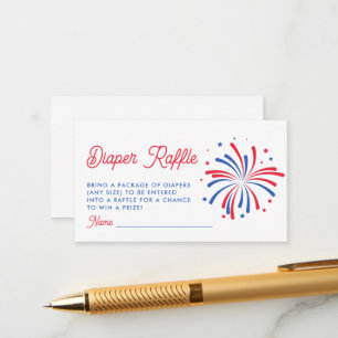 Modern 4 juli Baby shower Luier Raffle Informatiekaartje