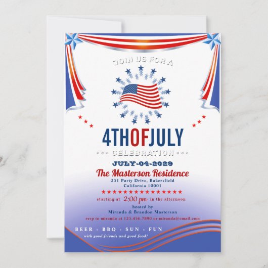 Modern 4 juli Feest Kaart (Voorkant)