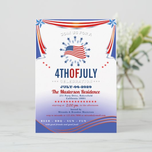 Modern 4 juli Feest Kaart (Staand voorkant)