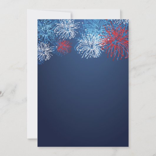 Modern 4 juli Fireworks Barbecue Invitation Kaart (Achterkant)