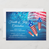 Modern 4 juli Fireworks Invitation Kaart (Voorkant)