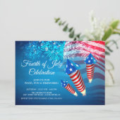 Modern 4 juli Fireworks Invitation Kaart (Staand voorkant)