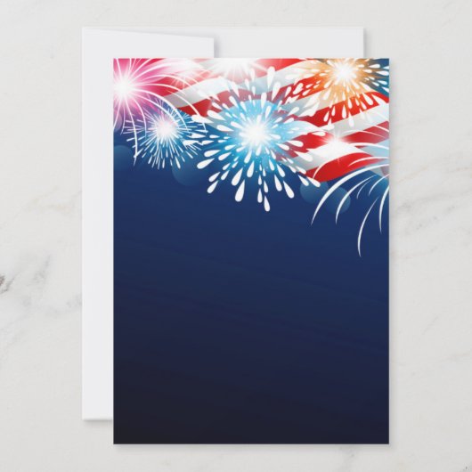 Modern 4 juli Fireworks Invitation Kaart (Achterkant)