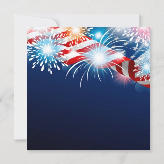 Modern 4 juli Fireworks Invitation Kaart (Achterkant)