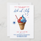 Modern 4 juli Ice Cream US Flag Waterverf Kaart (Voorkant)