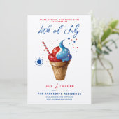 Modern 4 juli Ice Cream US Flag Waterverf Kaart (Staand voorkant)