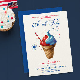 Modern 4 juli Ice Cream US Flag Waterverf Kaart