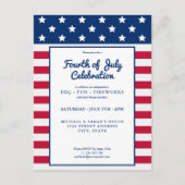 Modern 4 juli: rood wit en blauw uitnodiging briefkaart (Voorkant)