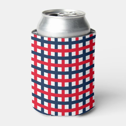 Modern 4 juli rood wit patriottisch raster blikjeskoeler (Blikje Voorkant)
