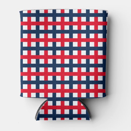 Modern 4 juli rood wit patriottisch raster blikjeskoeler (Voorkant)