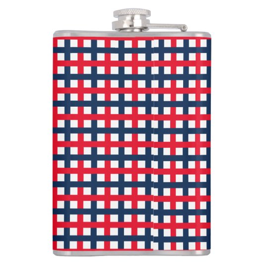Modern 4 juli rood wit patriottisch raster heupfles (Achterkant)
